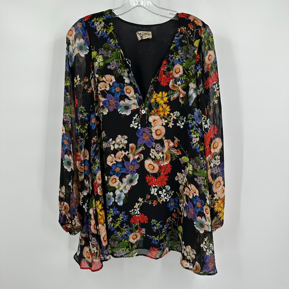 Show Me Your Mumu Womens Boho Floral Top Size S Dark Romantic Garden Party